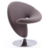 Fauteuil d’appoint pivotant Curl de Manhattan Comfort en chrome poli et en mélange de laine - gris
