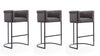 Tabouret de bar rembourre en metal style cosmopolite mi-siecle moderne en graphite - Lot de 3