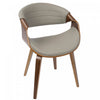 Chaise d’appoint de salle à manger moderne du milieu du 20e siècle Symphony en similicuir - noyer et gris