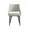 Chaise de salle a manger moderne Tremont en metal et cuir vegetalien gris pierre