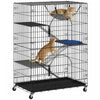 Cage pour Chats a 4 Niveaux, Enclos Grand Format en Metal avec Roues