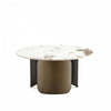 Table basse Monica Modern Glam avec plateau en pierre frittee, finition bronze