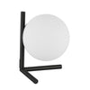 Lampe de table Folgar de Dainolite en verre blanc opale, avec fini noir mat et 1 ampoule