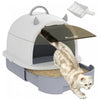 Pawhut Bac A Litiere Pour Chat Avec Couvercle, Style Tiroir Ferme Avec Rabat De Porte Avant, Pelle, Facile A Nettoyer, Bac A Litiere Pour Chats De Petite Et Moyenne Taille, Gris