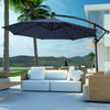 Costway Parasol deporte de patio de 10 pieds, alimente par energie solaire, LED, rotation a 360 degres, aluminium, bleu marine
