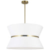 Luminaire suspendu Caterine de Dainolite de 24 po de diamètre, avec abat-jour blanc, anneau argenté, fini laiton vieilli et 4 ampoules