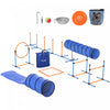 PawHut Ensemble d'Equipement d'Agilite pour Chiens 11 Pieces avec 2 Tunnels, Sauts et Anneau Reglables, Piquets de Slalom, Parcours d'Obstacles avec Sac de Transport
