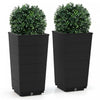 Costway 23\" Planter Haut Ensemble De 2 Pour Usage Interieur / Exterieur Grand Pot De Plante Auto-arrosant Noir