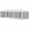 Outsunny Tente De Reception 10' X 28' Gazebo Avec 8 Filets A Mailles, Blanc