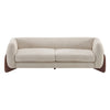 Harold Canape 3 places en bois de 82,75\" avec revetement boucle et sherpa, amande