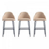 Tabouret de bar moderne en metal et tissu Gracie, coloris beige et noir - Lot de 3