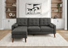 Sofa Chaise Longue Rembourre, 85\"L, Pieds En Bois Massif De Noyer, Moderne