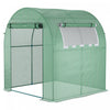Outsunny 6' X 6' X 6.6' Serre A Tunnel, Petite Serre Avec Porte A Fermeture Eclair Et Fenetre Enroulable, Chambre Chaude Portative Pour Plantes Avec Couverture En Pe Et Cadre En Acier, Verte