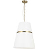 Luminaire suspendu Symphony de Dainolite avec abat-jour blanc, fini laiton vieilli et 3 ampoules