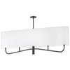 Lustre horizontal Eleanor de Dainolite avec abat-jour blanc, fini noir mat et 4 ampoules