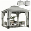 Outsunny Tonnelle de Jardin 3x3m, Toit Double UPF50+, Gris Clair