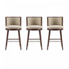 Tabouret de bar moderne en bois et tissu Evalyn, naturel - Lot de 3