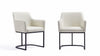 Fauteuil Serena en metal moderne et cuir vegetalien ivoire - Lot de 2
