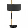 Lampe de table Fitzgerald de Dainolite avec abat-jour noir, fini noir mat et laiton vieilli, et 1 ampoule