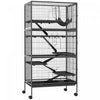 Pawhut Cage Roulante A 6 Niveaux Pour Petits Animaux, Cage Pour Cochon D'inde, Furet, Chinchilla, Chaton, Lapin, Petite Maison De Jeu Pour Animaux De Compagnie Avec Hamac, Plateau Amovible, Gris Fonce