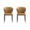 Chaise de salle a manger moderne en metal et cuir vegetalien Kirsten couleur camel - Lot de 2