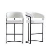 Tabouret de bar moderne Augusta en metal et tissu, blanc - Lot de 2