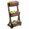 Lit De Jardin Sureleve A 3 Niveaux Outsunny Supports De Pots De Fleurs En Bois D'exterieur Autoportants Verticaux