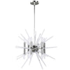 Lustre Vela de Dainolite à pointes en acrylique transparent, avec fini chromé poli et 12 ampoules