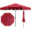 Parasol de patio Costway 10 FT avec reglage d'inclinaison a manivelle, bordures, haut ventile, 8 baleines, rouge