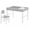 Qaba Ensemble De Table Et De Chaise Pour Enfants Multi-usage Avec Blocs De Construction Bureau, Ensemble De Table Et De Chaise Pour Tout-petits 2 Pieces Avec Espace De Rangement Multiple, Gris