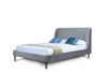 Lit double Heather style milieu du siecle moderne, rembourre en velours gris et noir