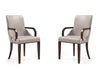 Fauteuil moderne Shubert en bois, cuir vegetalien et velours, gris clair - Lot de 2