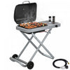 Barbecue a gaz portable au propane Outsunny avec chariot pliable et roulettes, noir