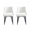 Chaise de salle a manger moderne Tremont en cuir vegetalien blanc avec structure en metal - Lot de 2