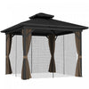 Outsunny Gazebo Exterieur En Aluminium A Toit Rigide 10x10 Pi, Brun Fonce