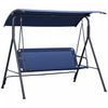 Outsunny Balancoire 3 Places avec Toit Ajustable, Bleu Fonce