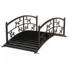 Outsunny 4' Pont De Jardin Arque En Metal Avec Rails, Pont D'etang, Noir