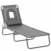 Chaise Longue Exterieure Ajustable Outsunny Avec Coussin De Soutien, Gris