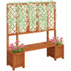 Outsunny Banc De Jardin En Bois Avec Treillis Et Jardinieres Pour Patio