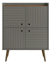 Armoire décorative Bogart de Manhattan Comfort de style moderne du milieu du 20e siècle - grise et naturelle