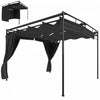 Outsunny Pergola retractable 3 x 3 m, auvent exterieur avec rideaux