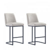 Tabouret de comptoir moderne en metal et tissu Serena, gris clair - Lot de 2