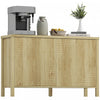 HOMCOM Buffet cannele avec portes a ouverture par pression, naturel