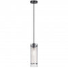 Luminaire suspendu Pasha de Dainolite en verre transparent et givré, avec fini noir mat et 1 ampoule
