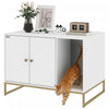 Enclos pour Litiere de Chat avec Pieds Hauts, Tapis de Litiere, Blanc