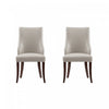 Chaise de salle a manger moderne Connie en bois, cuir vegetalien et velours, gris clair - Lot de 2