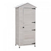 Outsunny Armoire De Rangement En Bois De 36\" X 25\" X 79\", Abri De Jardin A Outils D'exterieur Avec 4 Niveaux, 3 Etageres Avec Poignee, Toit En Etain, Loquet Magnetique, Coussinet De Pied, Gris Clair
