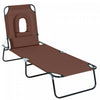 Chaise Longue Exterieure Ajustable Outsunny Avec Coussin De Soutien, Brun