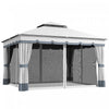 Outsunny Gazebo Exterieur A Double Toit 10' X 12' Avec Filet Et Rideaux