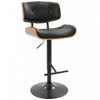 Tabouret bar réglable moderne du milieu du 20e siècle Lombardi en similicuir - noyer et noir